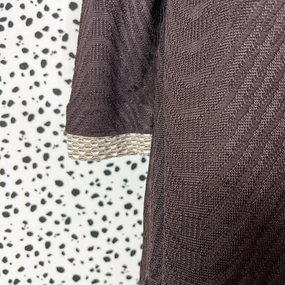 NEW Ming Wang | Brown Tan Knit Long Sleeve Lightweight Work Sweater Jacket XS - Picture 3 of 11